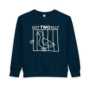 Toddler Sweatshirt — "Got Two Silly" Cute Duck Graphic Pullover