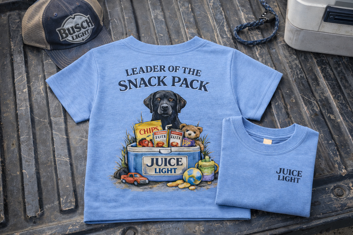 Leader of the Snack Pack Shirt, Juice Light Toddler Tee, Funny Hunting Dog Kids Shirt, Busch Light Parody Shirt, Country Boy Toddler