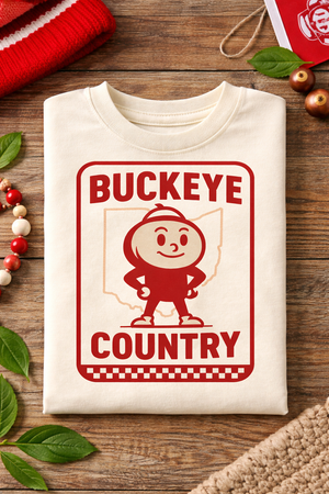 Buckeye Country Kids T-Shirt | Ohio Football Shirt for Baby, Toddler & Youth | Game Day Tee | Sizes 3–6M to Youth XL
