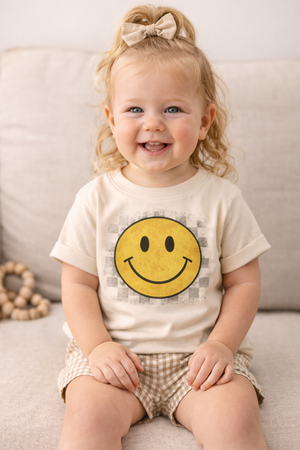 Vintage Smiley Face Kids T-Shirt | Retro Smiley Toddler Tee | Neutral Baby & Toddler Shirt | Unisex Kids Graphic Tee