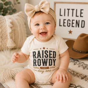 Raised Rowdy Since Day One Bodysuit, Cowboy Baby Outfit, Western Baby Bodysuit, Country Baby Clothes, Rodeo Baby Gift, Funny Baby Bodysuit