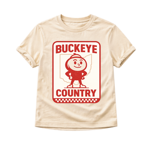 Buckeye Country Kids T-Shirt | Ohio Football Shirt for Baby, Toddler & Youth | Game Day Tee | Sizes 3–6M to Youth XL