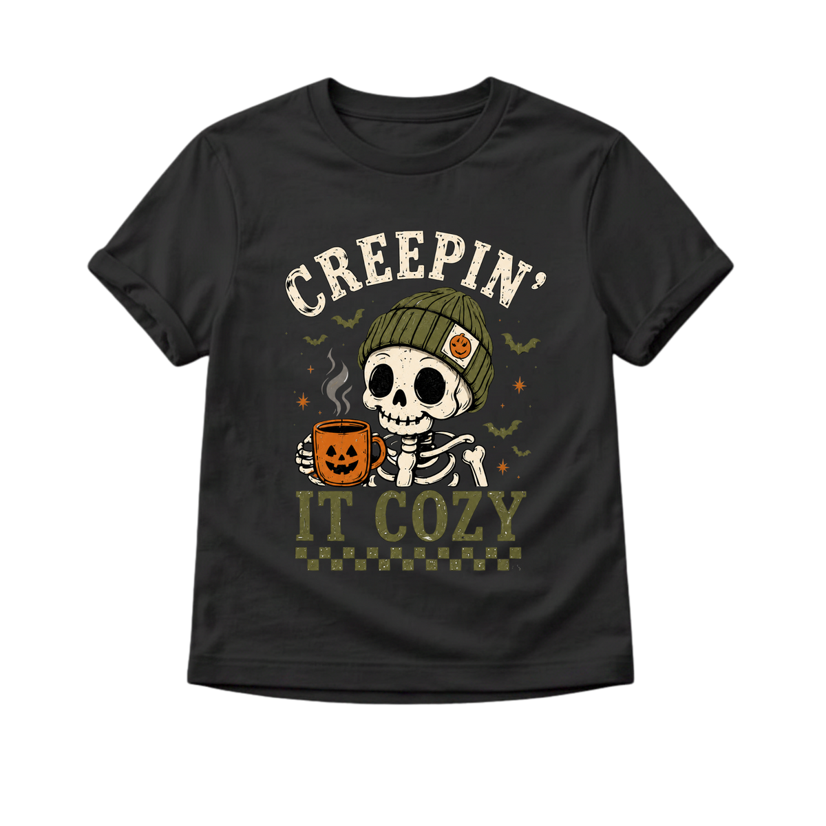 Creepin' It Cozy Shirt, Cute Skeleton Halloween Tee, Baby Halloween Outfit, Toddler Spooky Shirt, Vintage Halloween Kids Shirt