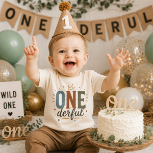 One-derful First Birthday Shirt, First Birthday Outfit, Neutral Birthday Shirt, Cake Smash Outfit, One Year Old Shirt, Birthday Boy Girl Tee