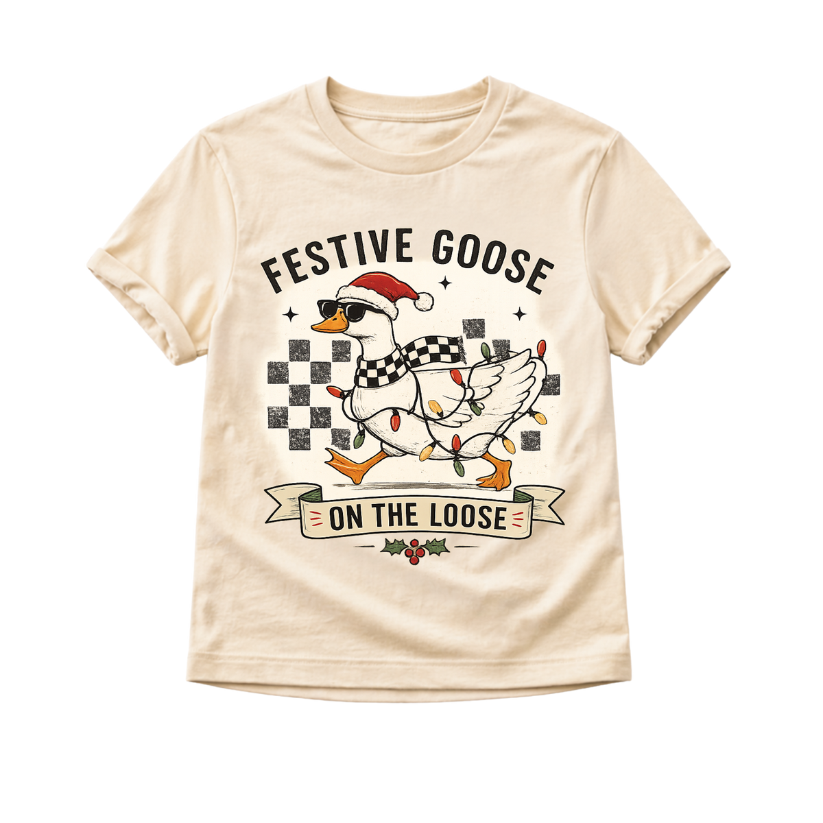 Festive Goose on the Loose Shirt, Funny Christmas Goose Shirt, Toddler Christmas Shirt, Baby Christmas Bodysuit, Retro Holiday Shirt, Kids Christmas Tee