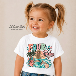 4th Birthday Mermaid Shirt, Four and Fabulous Shirt, Girls 4th Birthday Shirt, Mermaid Birthday Tee, Under the Sea Birthday Outfit