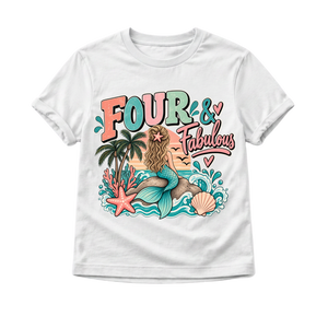 4th Birthday Mermaid Shirt, Four and Fabulous Shirt, Girls 4th Birthday Shirt, Mermaid Birthday Tee, Under the Sea Birthday Outfit