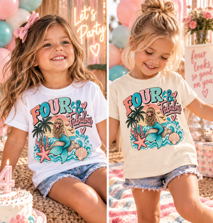 4th Birthday Mermaid Shirt, Four and Fabulous Shirt, Girls 4th Birthday Shirt, Mermaid Birthday Tee, Under the Sea Birthday Outfit