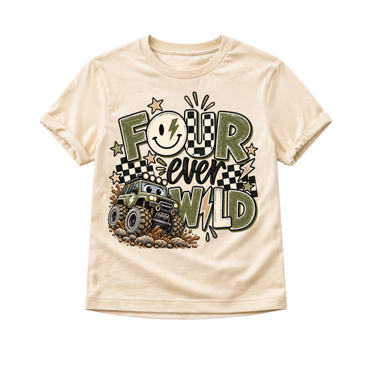 4th Birthday Boy Shirt, Monster Truck Birthday Shirt, Four Ever Wild Shirt, 4 Year Old Boy Birthday Outfit, Monster Truck Party