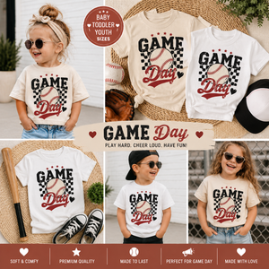 Kids Baseball Game Day Shirt, Toddler Baseball Tee, Baby Baseball Bodysuit, Little League Outfit, Baseball Season Shirt for Boys Girls