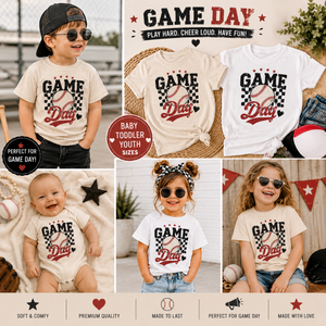 Kids Baseball Game Day Shirt, Toddler Baseball Tee, Baby Baseball Bodysuit, Little League Outfit, Baseball Season Shirt for Boys Girls