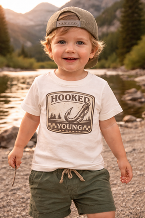 Hooked Young Kids Fishing Shirt, Toddler Fishing Shirt, Little Fisherman Tee, Outdoor Kids Shirt, Camping Shirt for Kids, Fishing Lover Gift