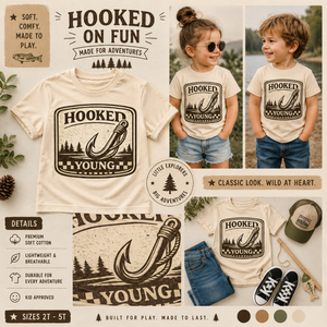 Hooked Young Kids Fishing Shirt, Toddler Fishing Shirt, Little Fisherman Tee, Outdoor Kids Shirt, Camping Shirt for Kids, Fishing Lover Gift