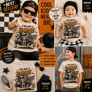 Kids Halloween Shirt, Funny Skeleton Shirt, I've Got a Bone to Pick Tee, Toddler Halloween Shirt, Baby Halloween Bodysuit