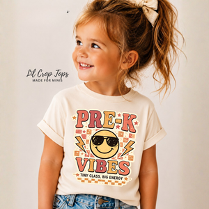 Pre K Vibes Back to School Shirt, First Day of Preschool Shirt, Toddler School Outfit, Retro Smiley Face Shirt, Preschool Tee