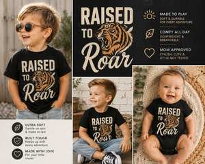 Tiger Shirt for Kids, Raised to Roar Toddler Tee, Baby Tiger Bodysuit, Boys Animal Shirt, Tiger Lover Gift, Wild Kids Graphic Tee