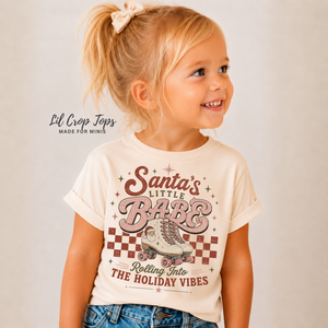 Santa's Little Babe Christmas Shirt, Roller Skate Holiday Shirt, Baby Christmas Outfit, Toddler Retro Christmas Tee, Kids Holiday Shirt