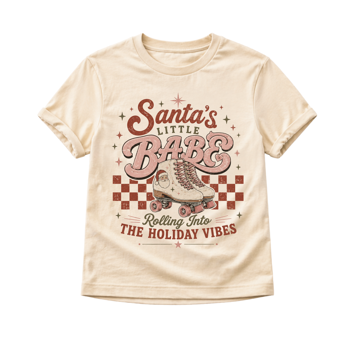 Santa's Little Babe Christmas Shirt, Roller Skate Holiday Shirt, Baby Christmas Outfit, Toddler Retro Christmas Tee, Kids Holiday Shirt