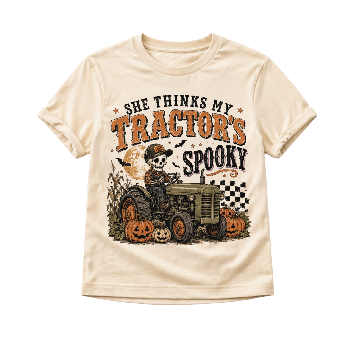 Tractor Halloween Shirt for Kids, Funny Toddler Halloween Tee, Baby Halloween Bodysuit, Skeleton Tractor Shirt, Farm Halloween Outfit
