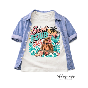 4th Birthday Girl Shirt, Sweet Four and Salty Mermaid Shirt, Mermaid Birthday Outfit, Girls 4th Birthday Tee, Under the Sea Party