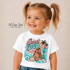 4th Birthday Girl Shirt, Sweet Four and Salty Mermaid Shirt, Mermaid Birthday Outfit, Girls 4th Birthday Tee, Under the Sea Party