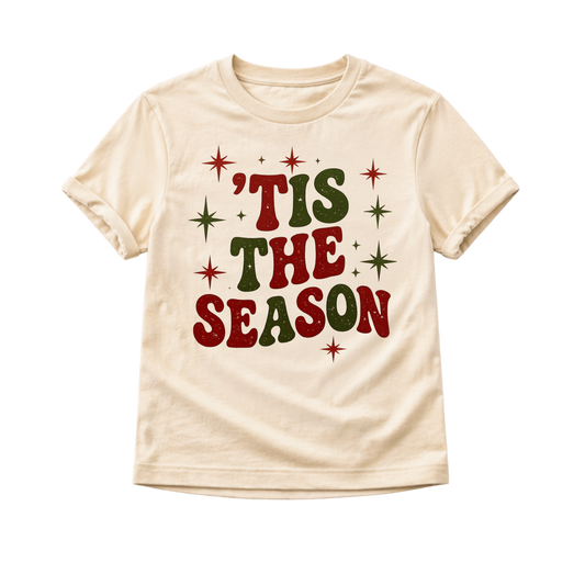 Tis the Season Kids Christmas Shirt, Toddler Christmas Tee, Baby Christmas Bodysuit, Retro Holiday Shirt, Christmas Outfit for Kids